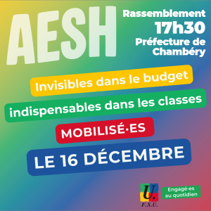 Grève 16 décembre : AESH, un statut, maintenant !